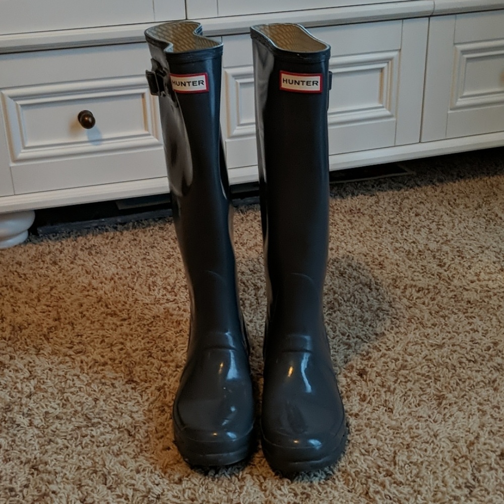 Hunter Tall Original Gloss Grey Boots
